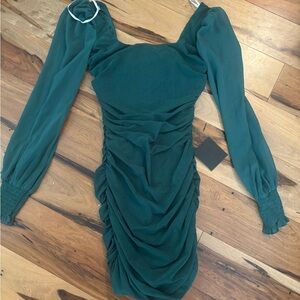 Lulu's Teal Long Sleeve Ruched Dress